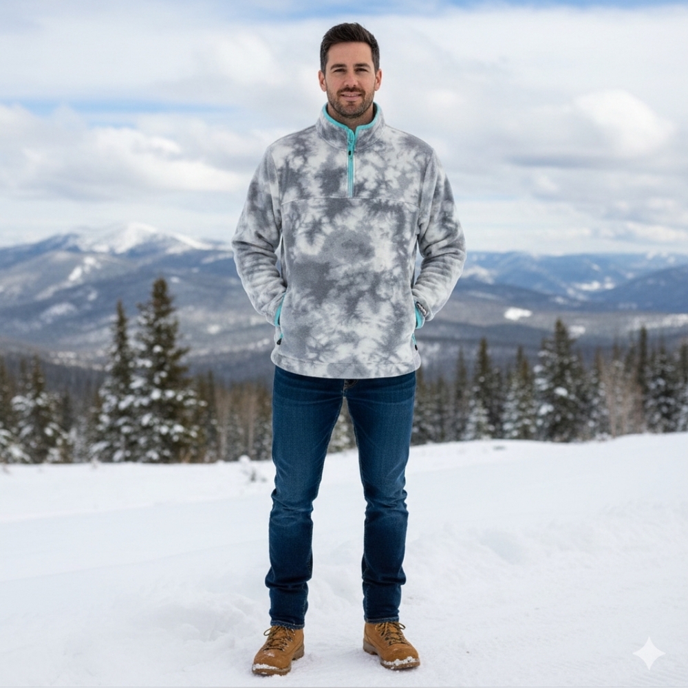 Chubbies Men's Fleece Quarter Zip Tie-Dye Pullover Outdor Winter Sweetshirt Sz M